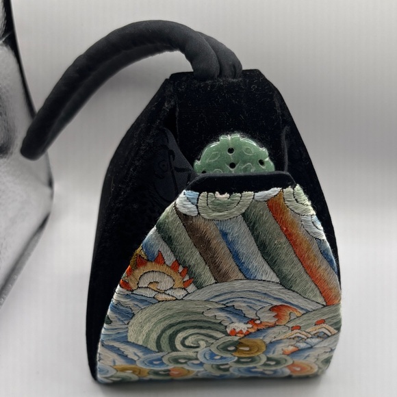 Artistic Black and Multicolor Embroidered Mini Bag - Picture 2 of 6